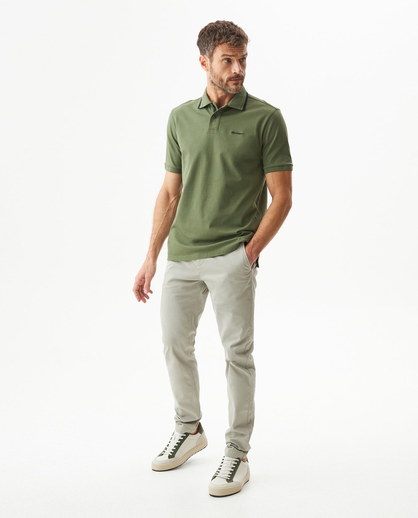 Men's Relaxed Fit Short Sleeve Polo Shirt in Cotton Stretch Blend, Aurora - 3