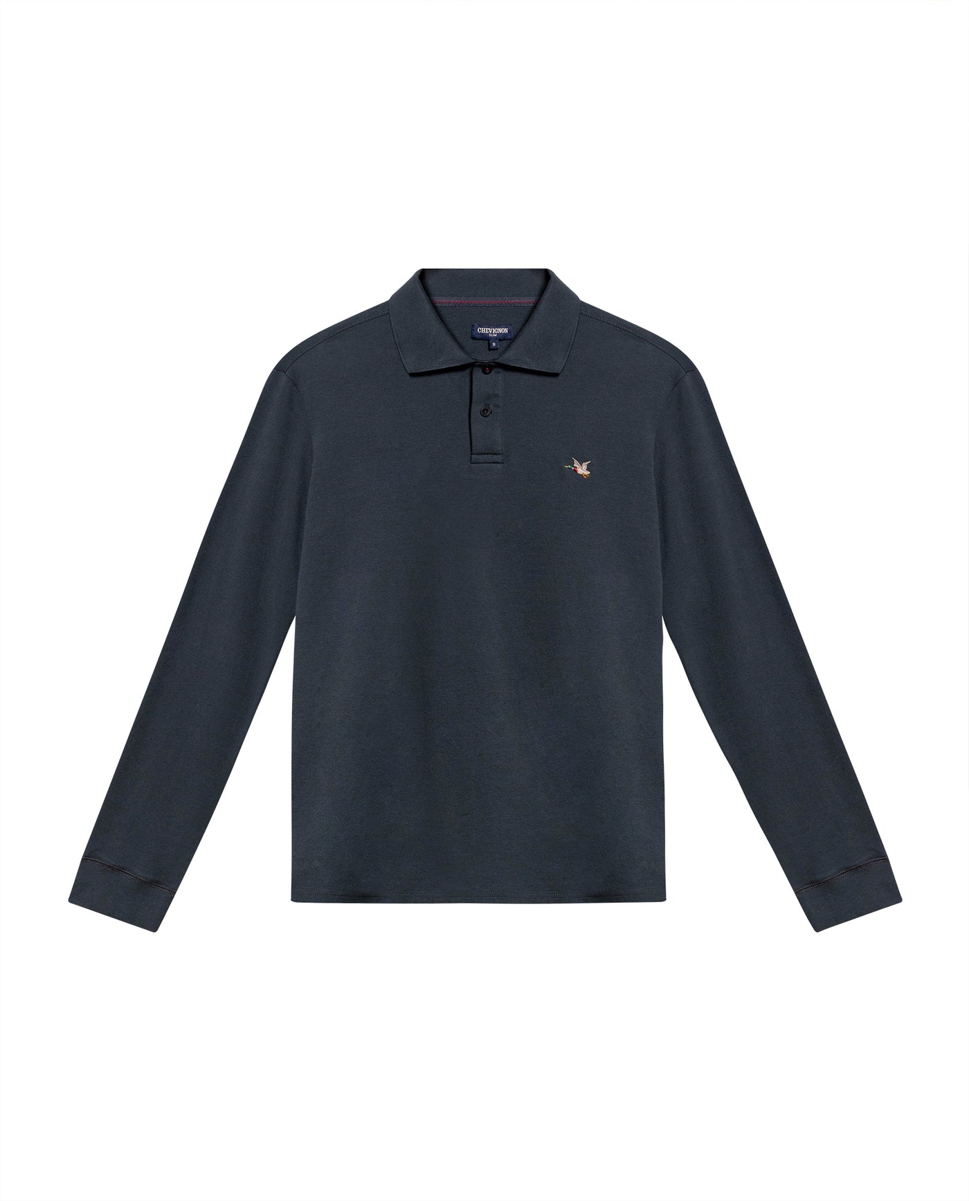 Men's Long Sleeve Slim Fit Polo Shirt in Cotton, Offshore 609G035 - 2