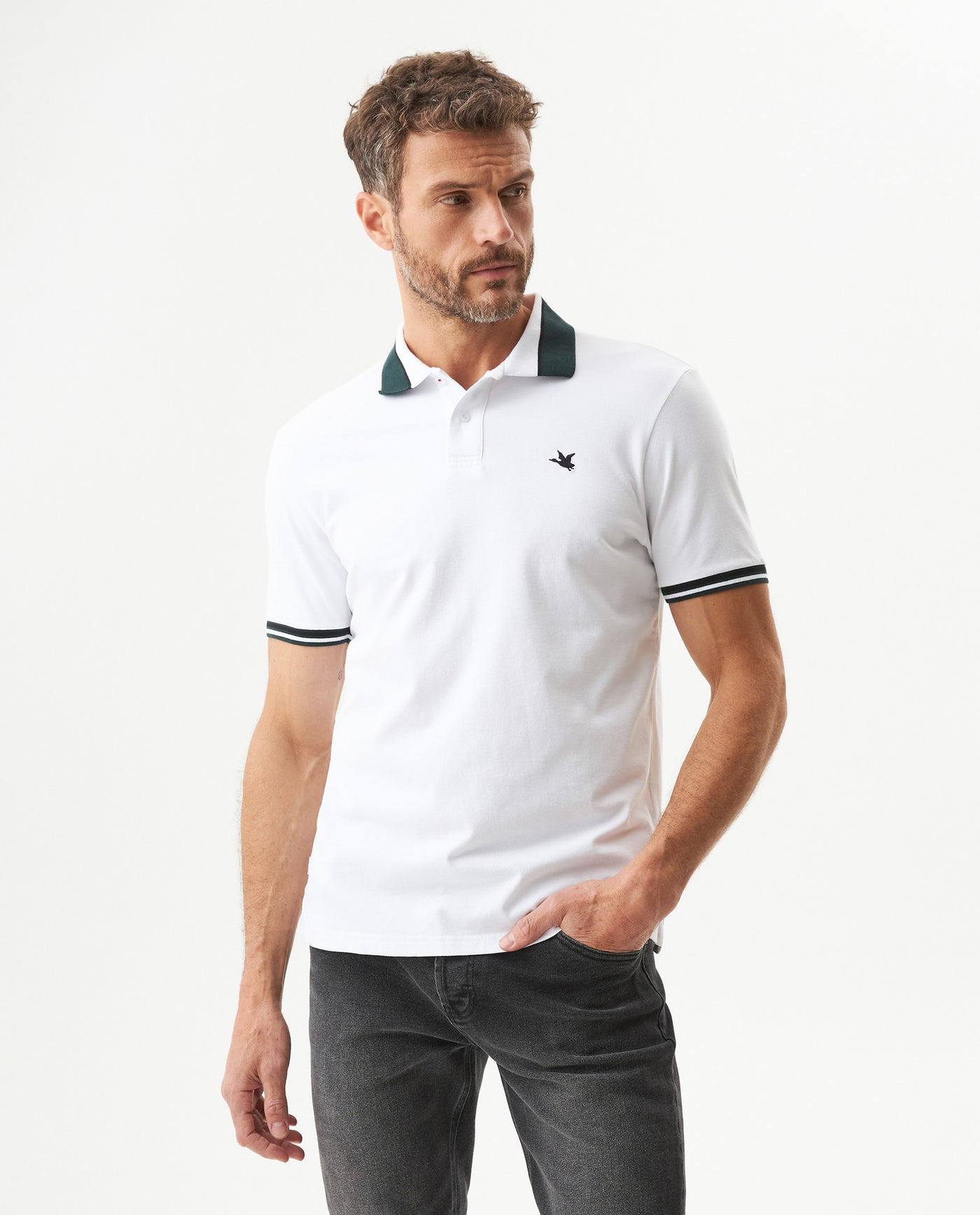 Men's Slim Fit Polo Shirt in Cotton Stretch Blend, Northshore 609G037 - 1