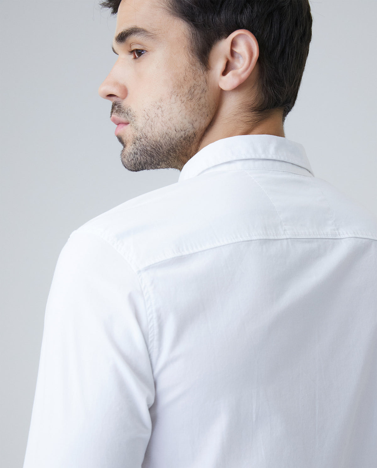Men's Long Sleeve Shirt with Contrast Trim - White 63_6108400_031700_5