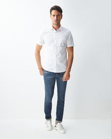 WHITE SHORT-SLEEVE COTTON SHIRT