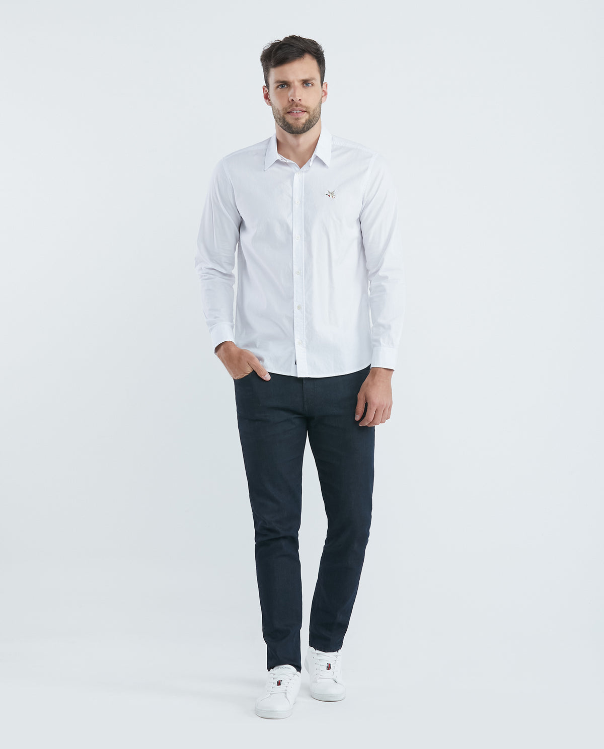 Men's Slim Fit Oxford Long Sleeve Shirt - White 63_610E027_BLA110601_3