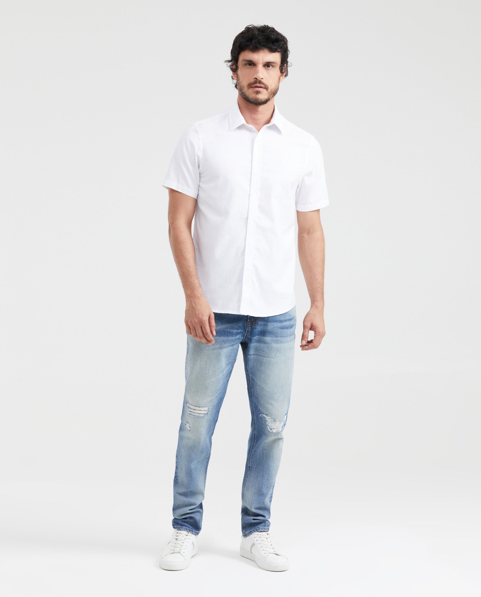 Men's Short Sleeve Shirt Classic Fit in Cotton - 6