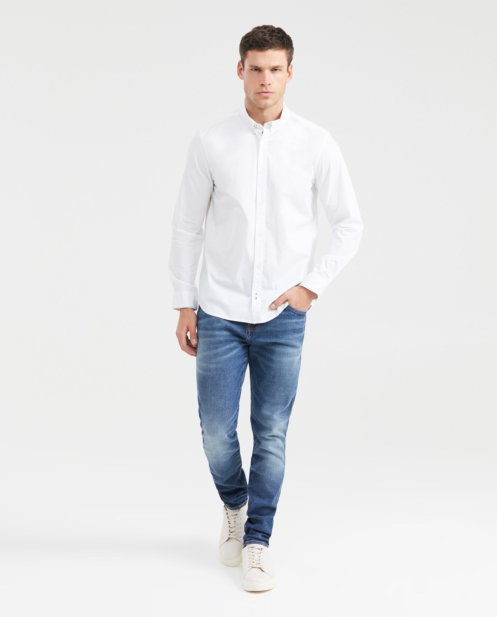 Men's Long Sleeve Shirt Classic Fit in Cotton Stretch Blend 63_610G066_BLA110601_6