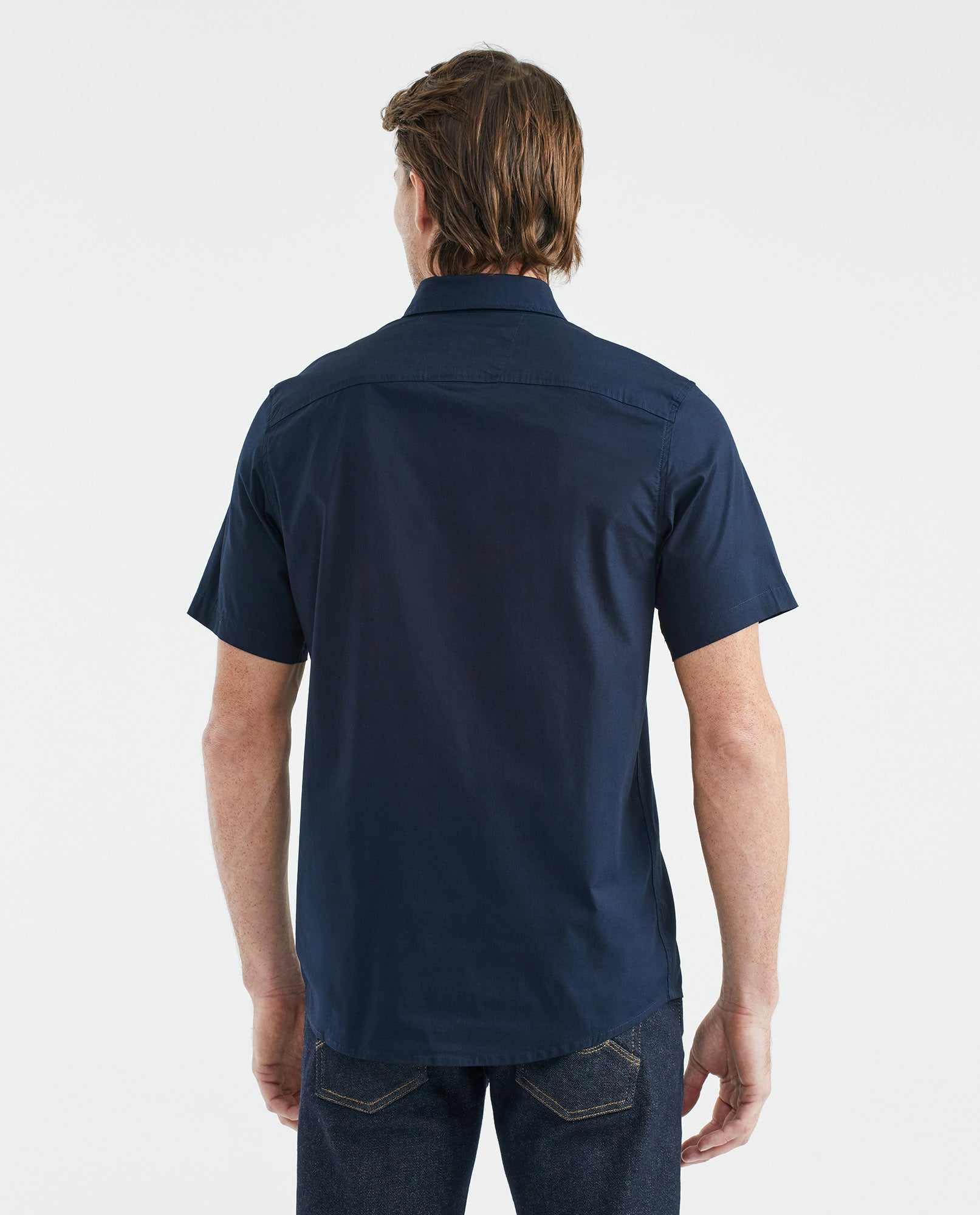 Men's Carbon Pocket Short Sleeve Slim Fit Shirt Cotton Stretch - 4