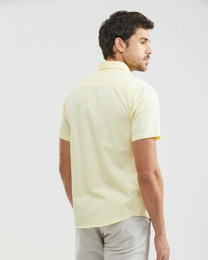 PALE YELLOW SHORT-SLEEVE COTTON SHIRT