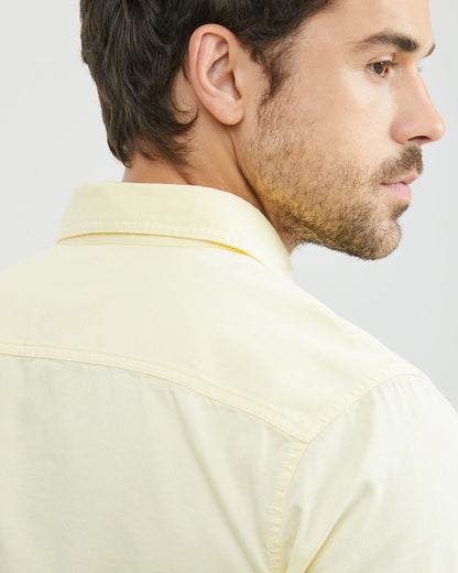 PALE YELLOW SHORT-SLEEVE COTTON SHIRT