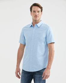 Men's Shirt, Slim Fit Short Sleeve - Oxford - Blue - 1