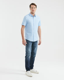 Men's Shirt, Slim Fit Short Sleeve - Oxford - Blue - 2
