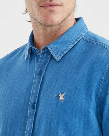 CLASSIC FIT DENIM SHORT-SLEEVE IN BLUE