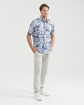 Men's Resort Shirt, Classic Fit Short Sleeve - Maxi Palm Print - Blue 611F007 - 2