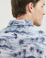 Men's Resort Shirt, Classic Fit Short Sleeve - Maxi Palm Print - Blue 611F007 - 5