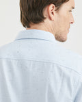 Men's Shirt, Slim Fit Short Sleeve - 100% Cotton Twill Neps Effect - Blue 611F008 - 5