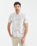 Men's Resort Short Sleeve Shirt Maxi Print Finished Button in Cotton 611F009 - 1