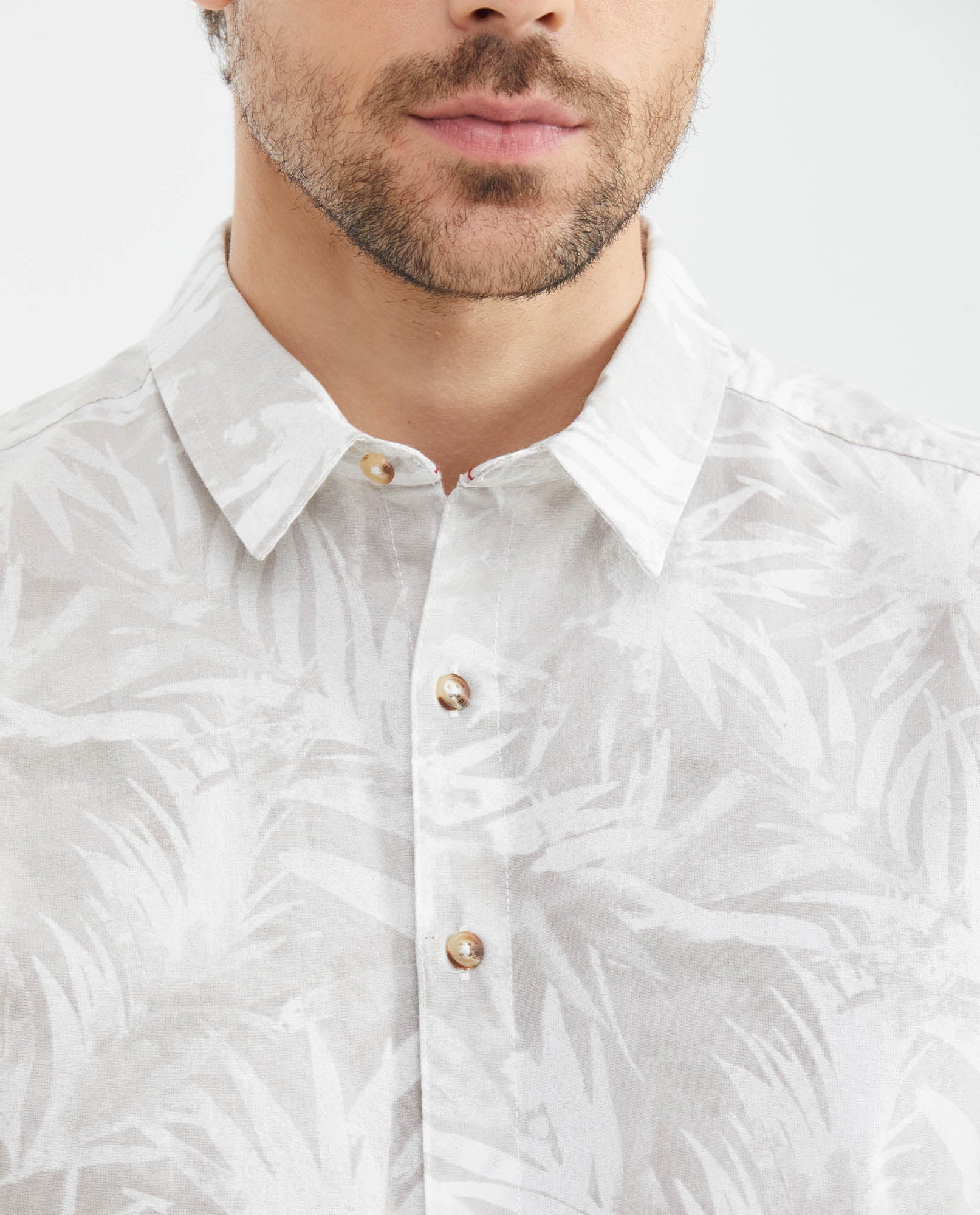 Men's Resort Short Sleeve Shirt Maxi Print Finished Button in Cotton 611F009 - 3