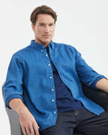 Men's Shirt, Striped, Long Sleeve, Classic Fit - Blue 611F015 - 2