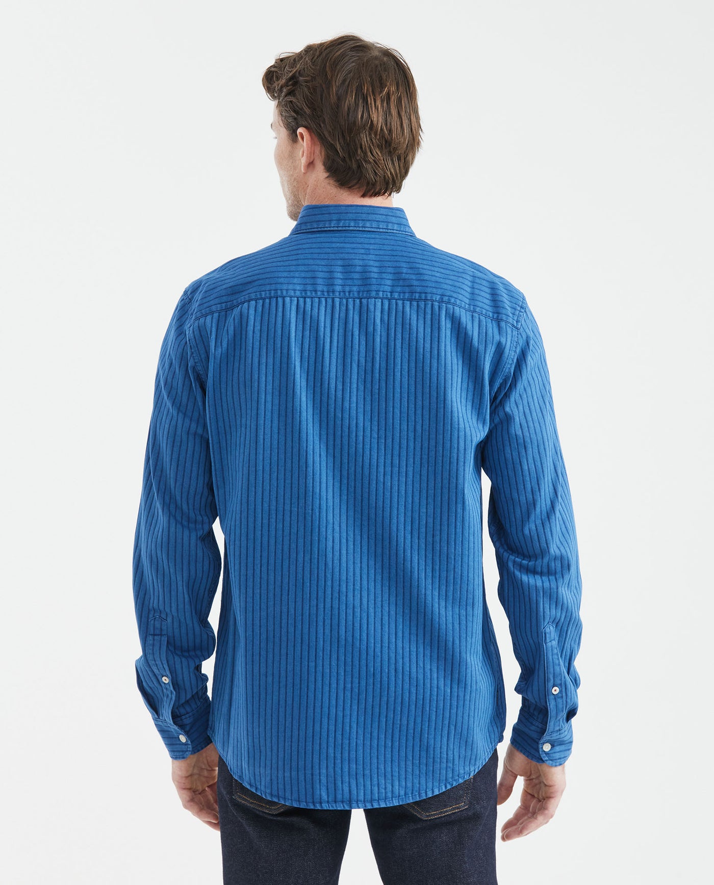 Men's Shirt, Striped, Long Sleeve, Classic Fit - Blue 611F015 - 8