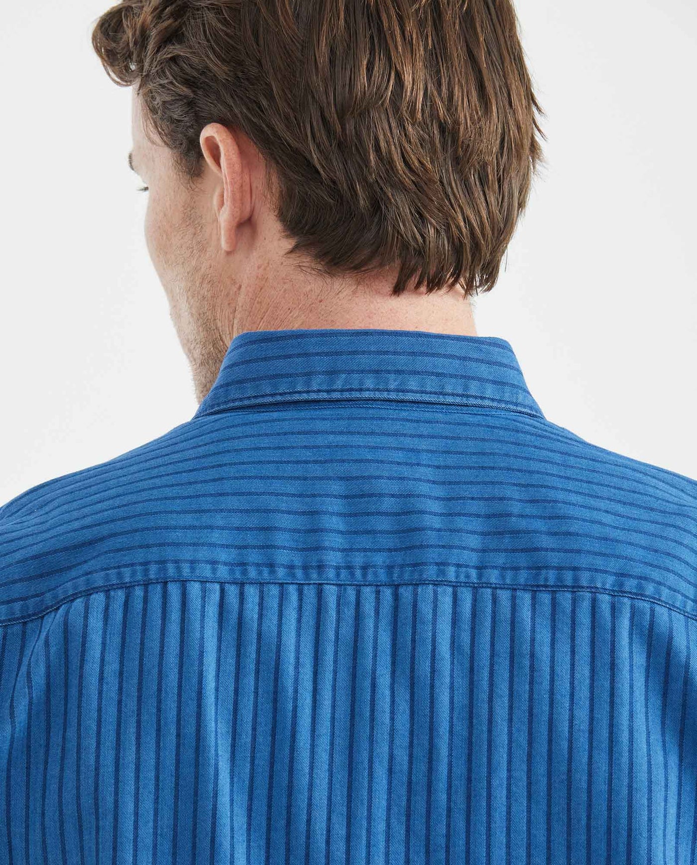 Men's Shirt, Striped, Long Sleeve, Classic Fit - Blue 611F015 - 4