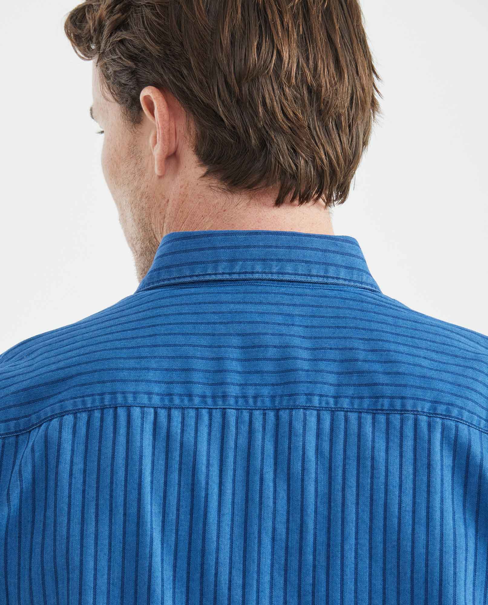 Men's Shirt, Striped, Long Sleeve, Classic Fit - Blue 611F015 - 4