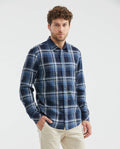Men's Slim Fit Check Shirt Contrast Band Red Thread in Cotton 611F017 - 1