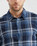 Men's Slim Fit Check Shirt Contrast Band Red Thread in Cotton 611F017 - 3