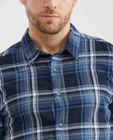Men's Slim Fit Check Shirt Contrast Band Red Thread in Cotton 611F017 - 3