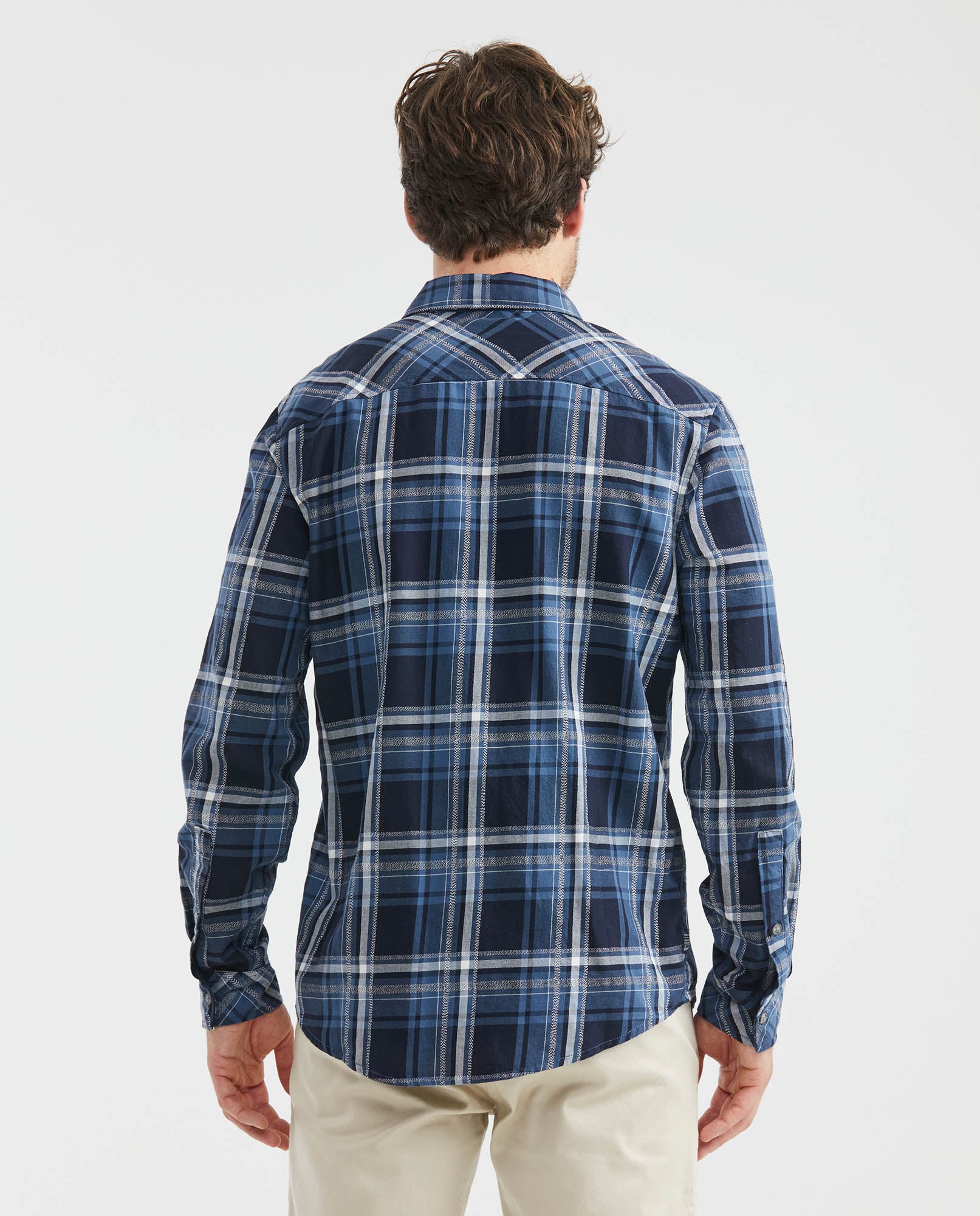Men's Slim Fit Check Shirt Contrast Band Red Thread in Cotton 611F017 - 4