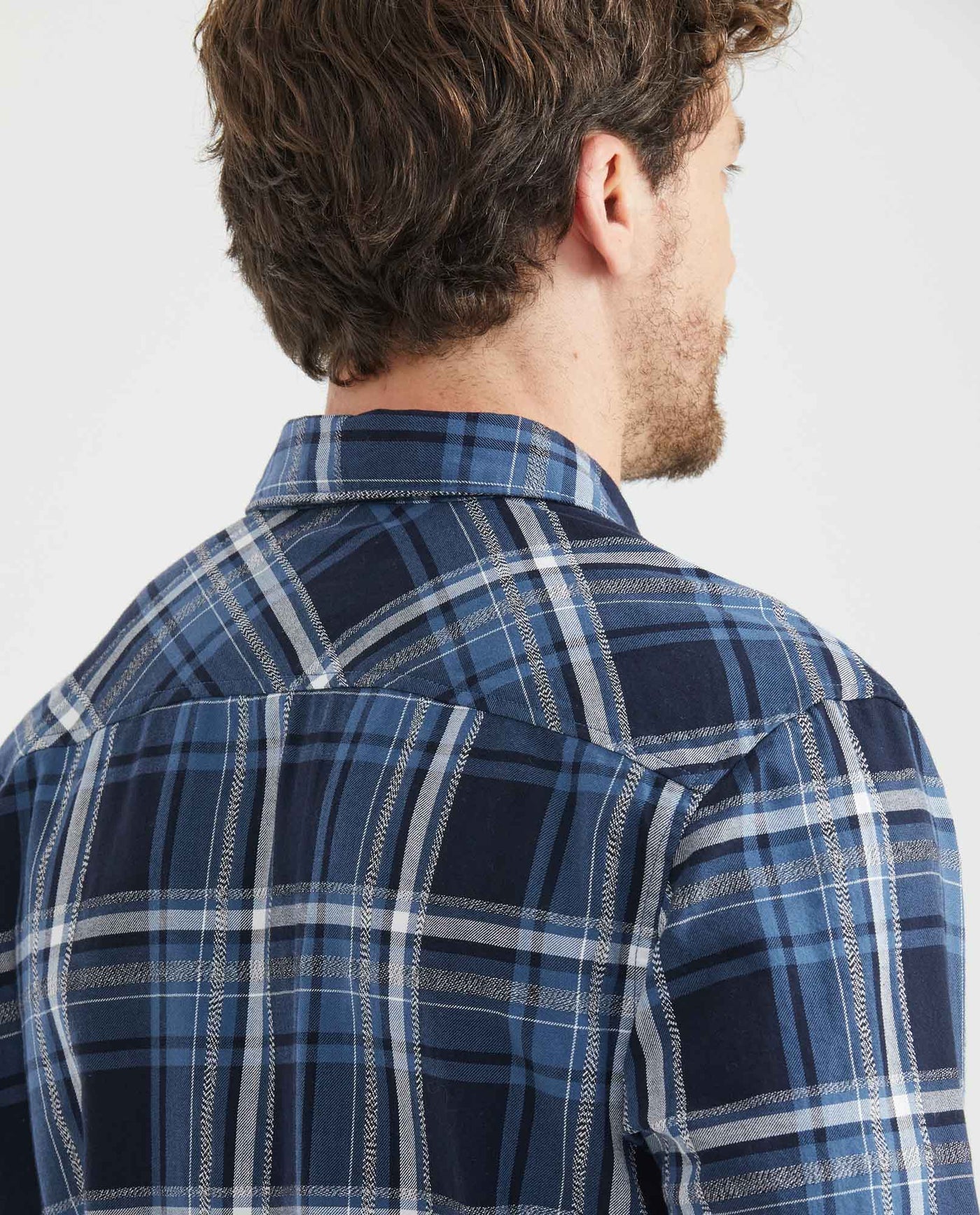 Men's Slim Fit Check Shirt Contrast Band Red Thread in Cotton 611F017 - 5