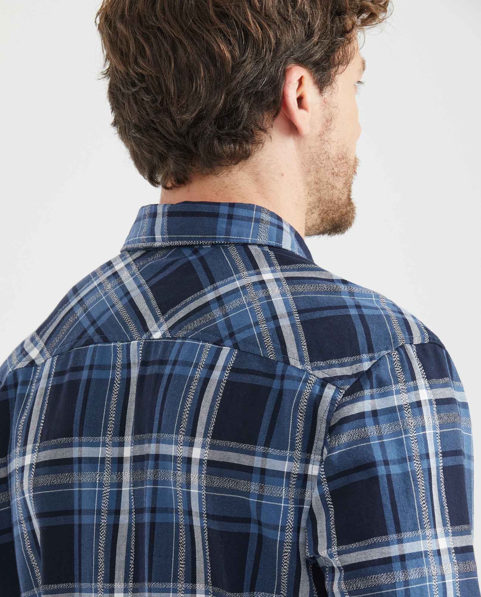 Men's Slim Fit Check Shirt Contrast Band Red Thread in Cotton 611F017 - 5