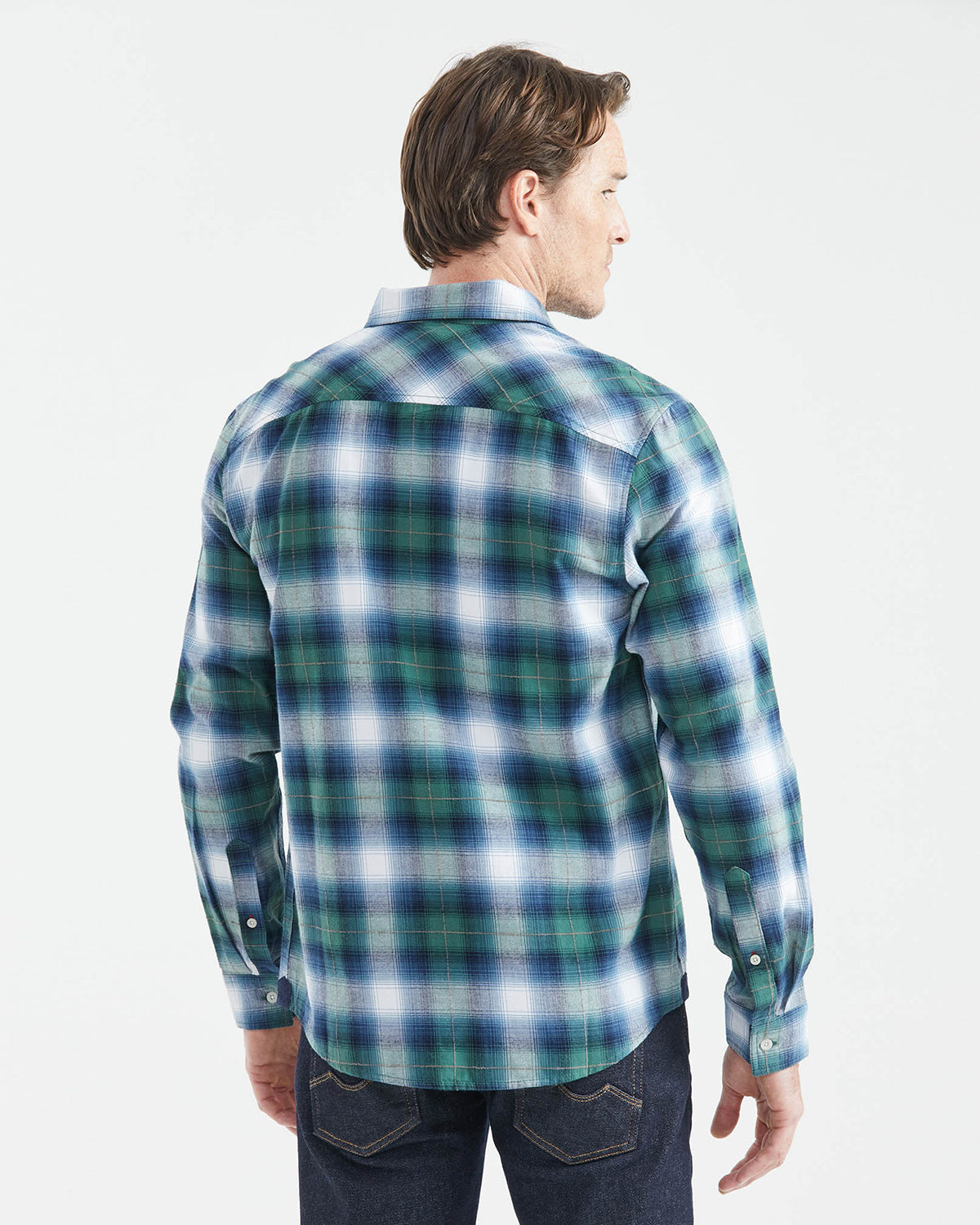 PLAID COTTON SHIRT IN BLUE & GREEN