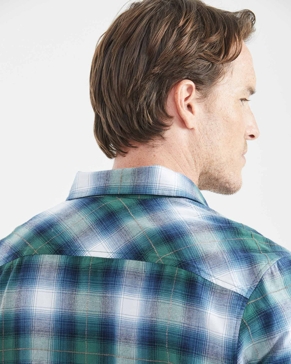 PLAID COTTON SHIRT IN BLUE & GREEN