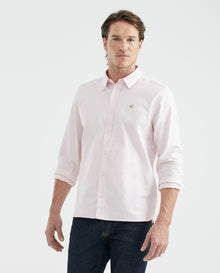 Men's Shirt, Slim Fit Long Sleeve - Oxford - Pink - 1