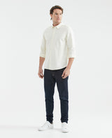Men's Shirt, Slim Fit Long Sleeve - Pinstripes - Yellow 611F032 - 2