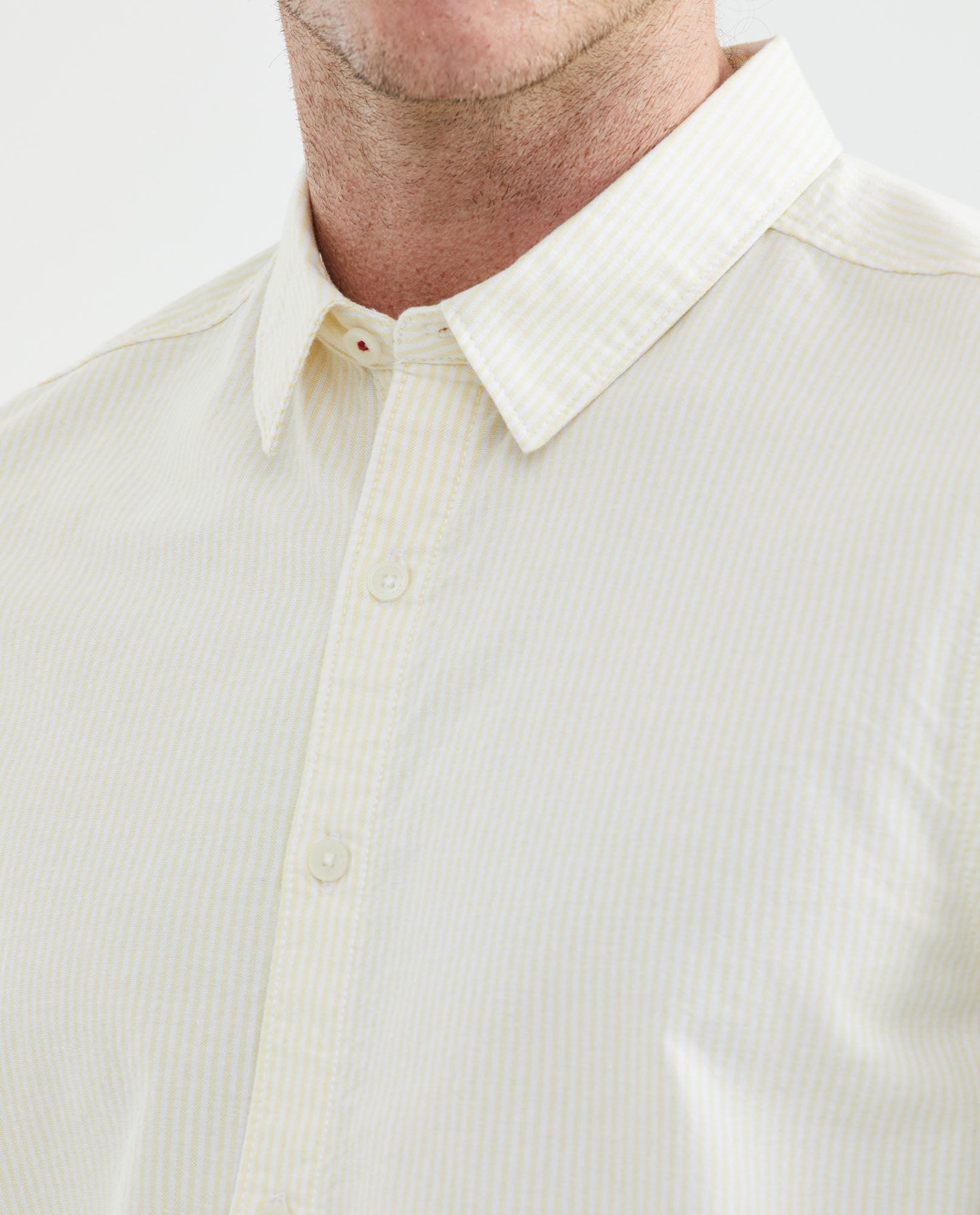 Men's Shirt, Slim Fit Long Sleeve - Pinstripes - Yellow 611F032 - 3