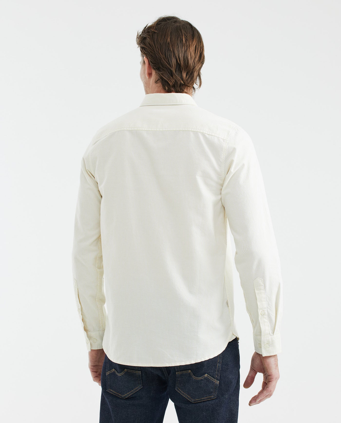 Men's Shirt, Slim Fit Long Sleeve - Pinstripes - Yellow 611F032 - 5