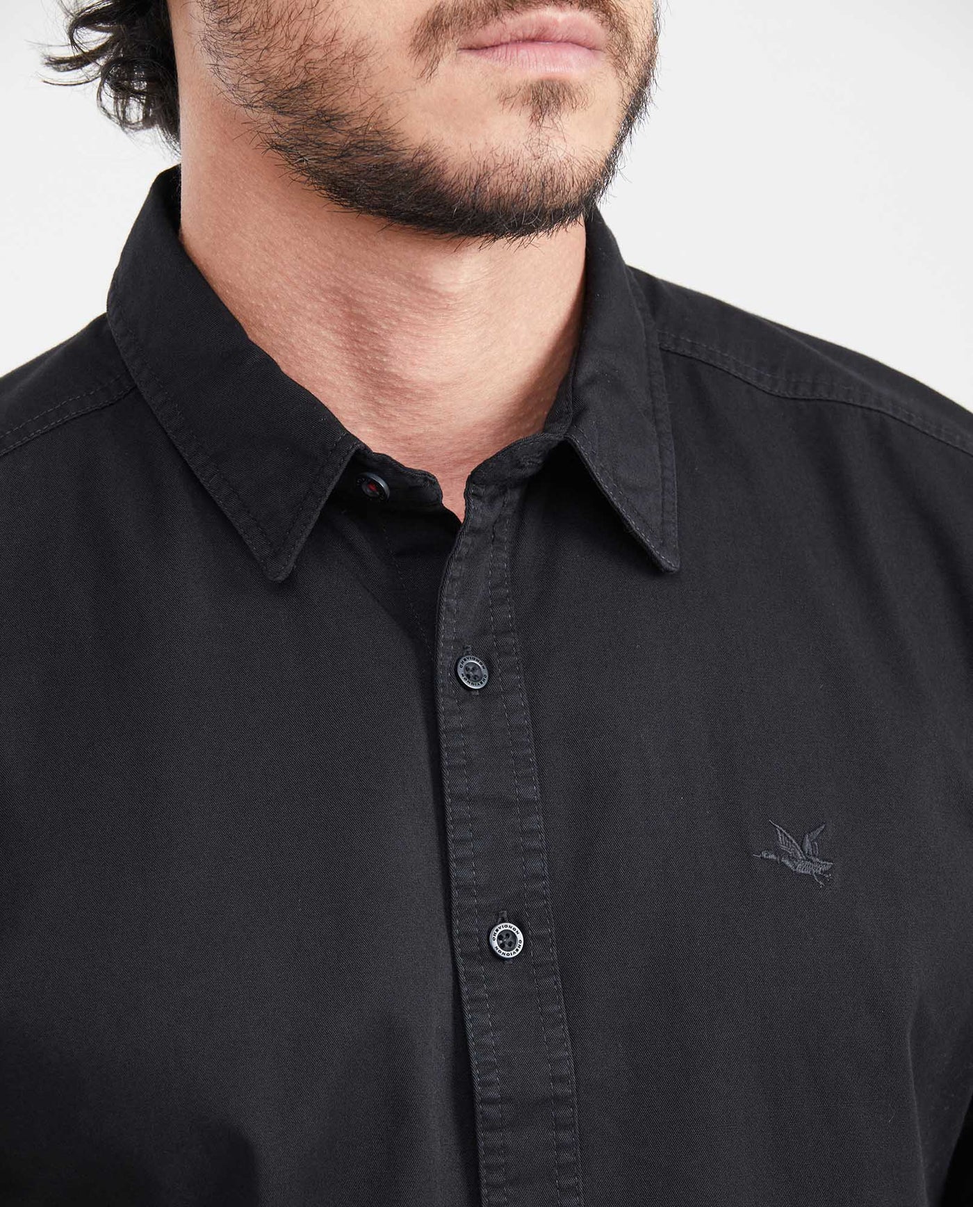 Men's Short Sleeve Shirt Duck Embroidery Side Vent 100% Cotton 611G002 - 2