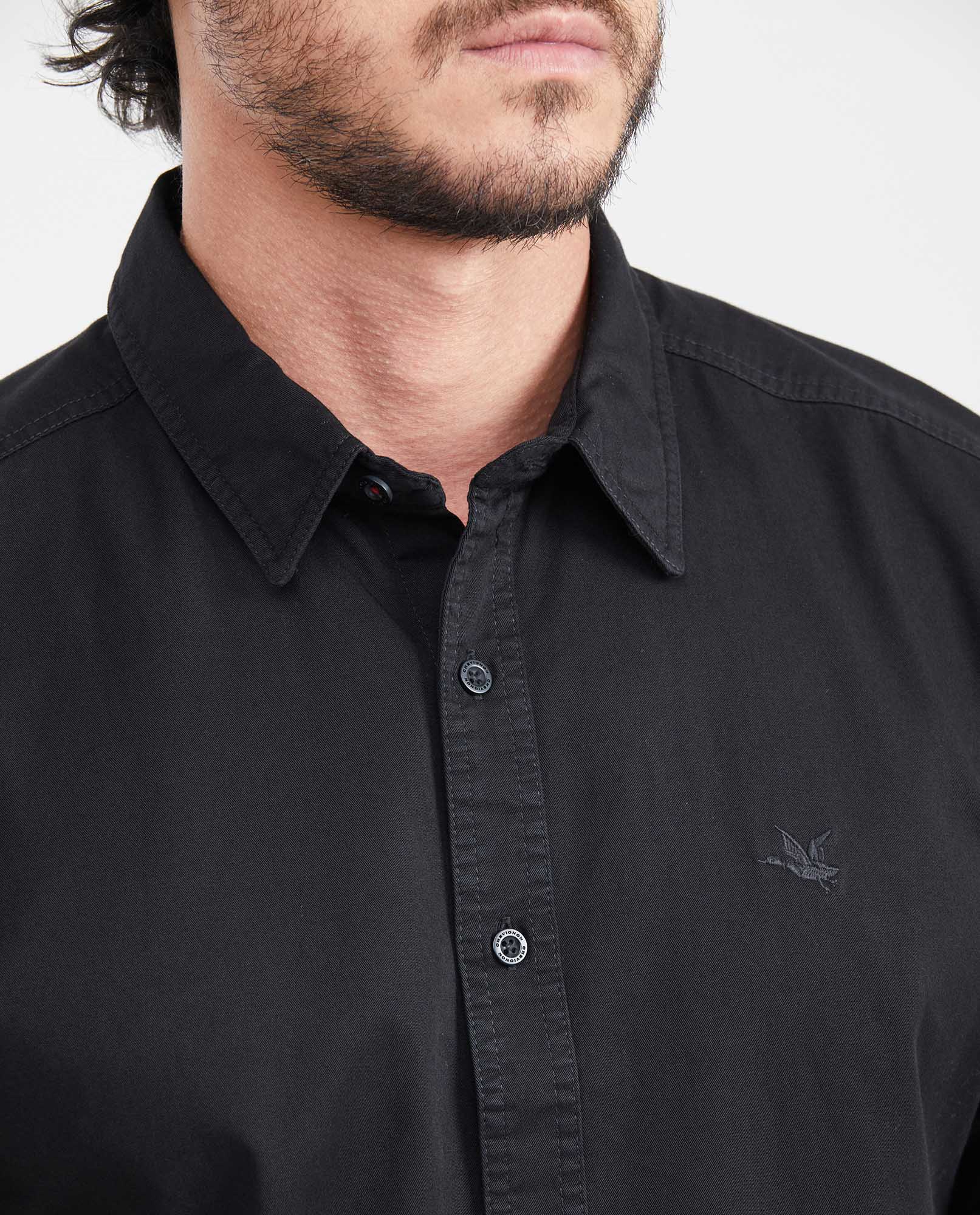 Men's Short Sleeve Shirt Duck Embroidery Side Vent 100% Cotton 611G002 - 2