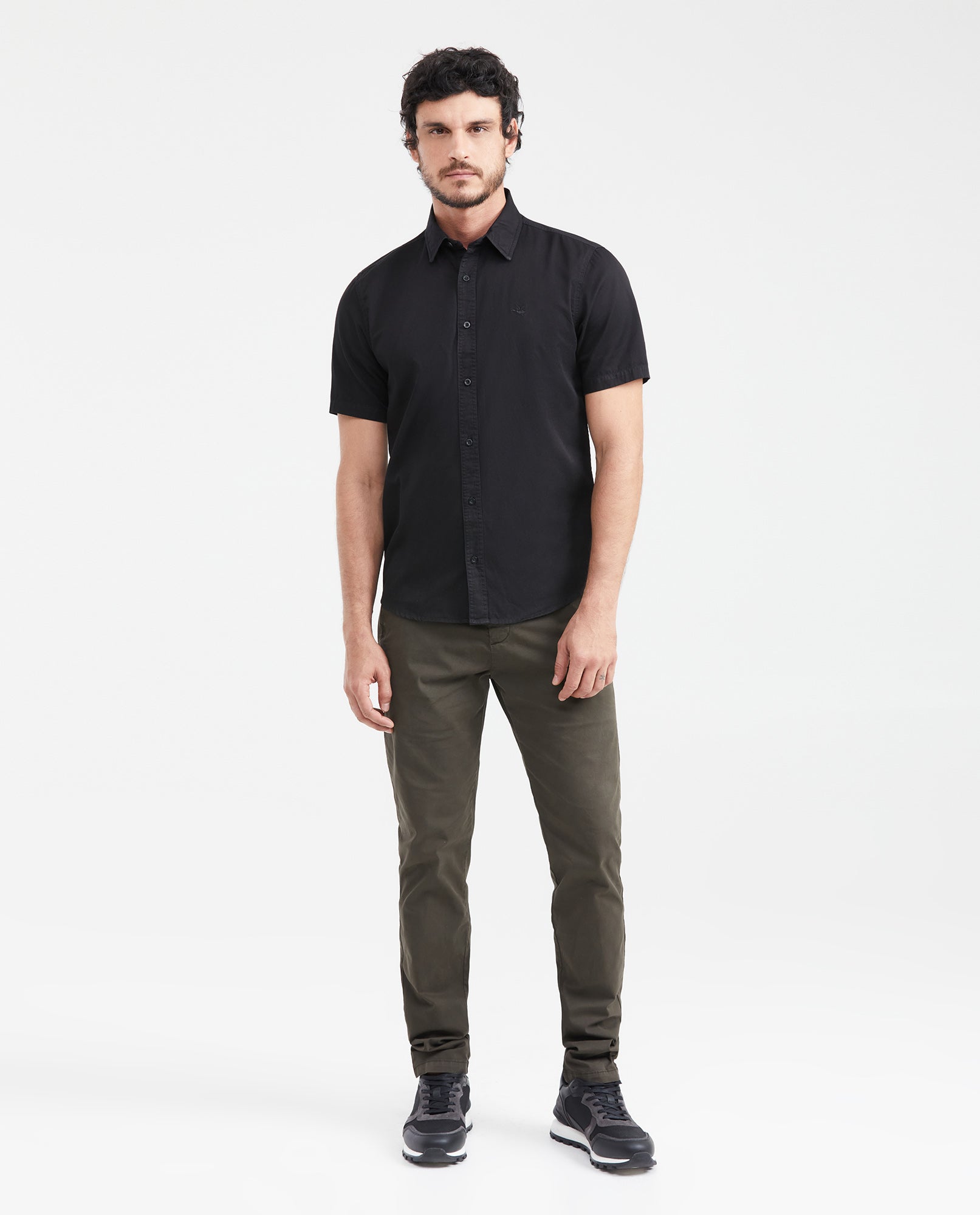Men's Short Sleeve Shirt Duck Embroidery Side Vent 100% Cotton 611G002 - 5