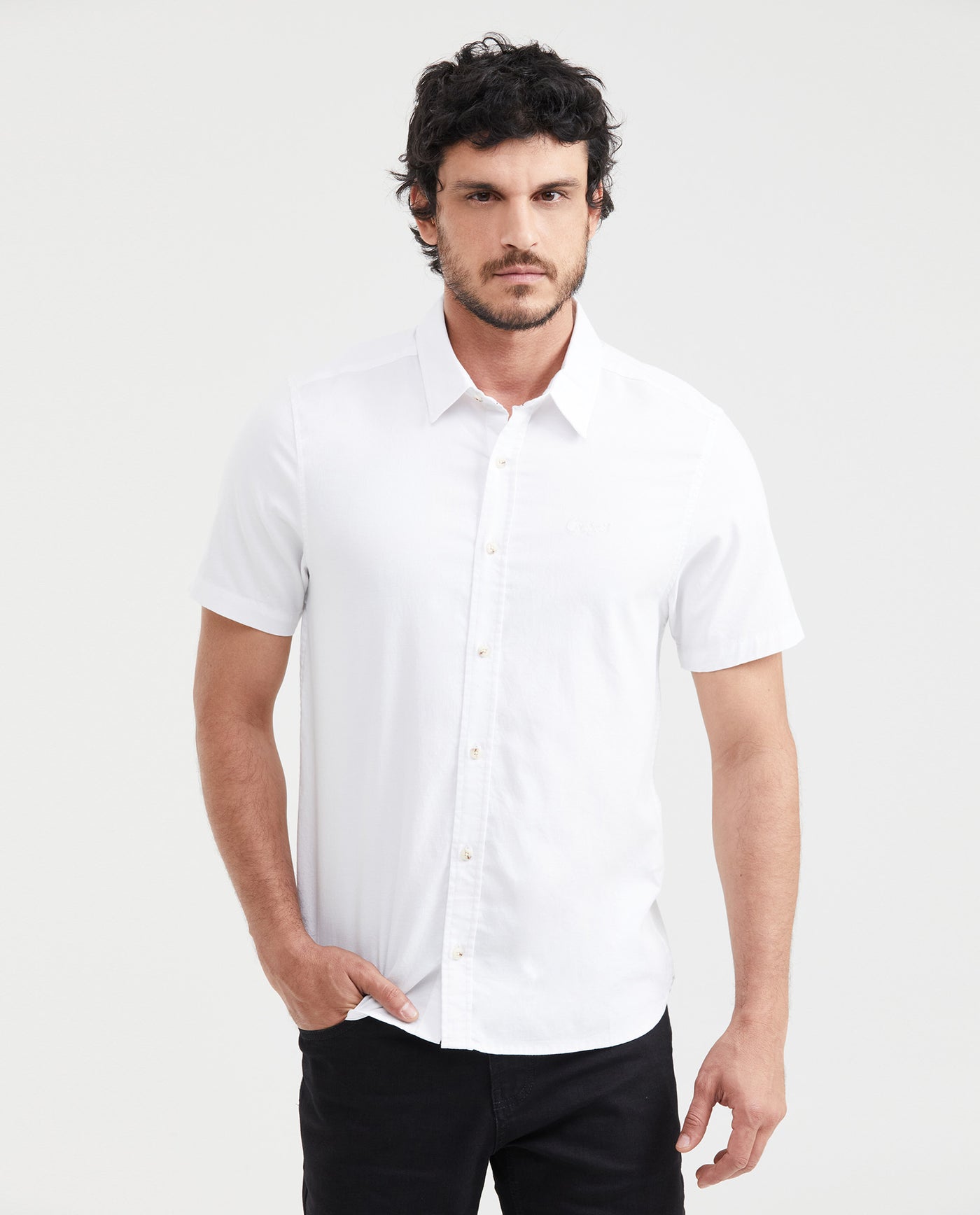 Men's Short Sleeve Slim Fit Shirt - White 611G011 - 1