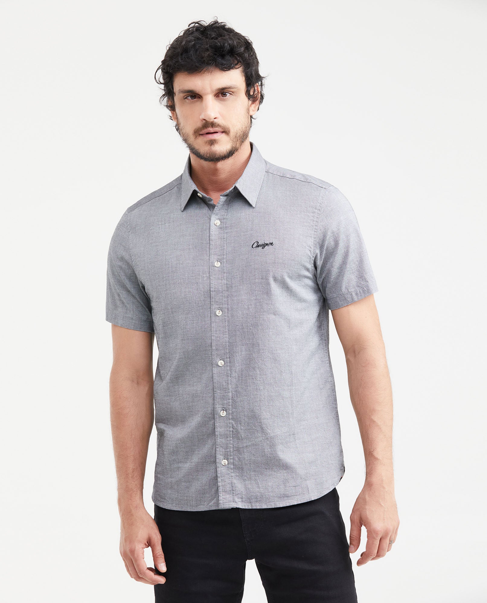 Men's Shirt, Short Sleeve, Slim Fit - Black 611G011 - 1