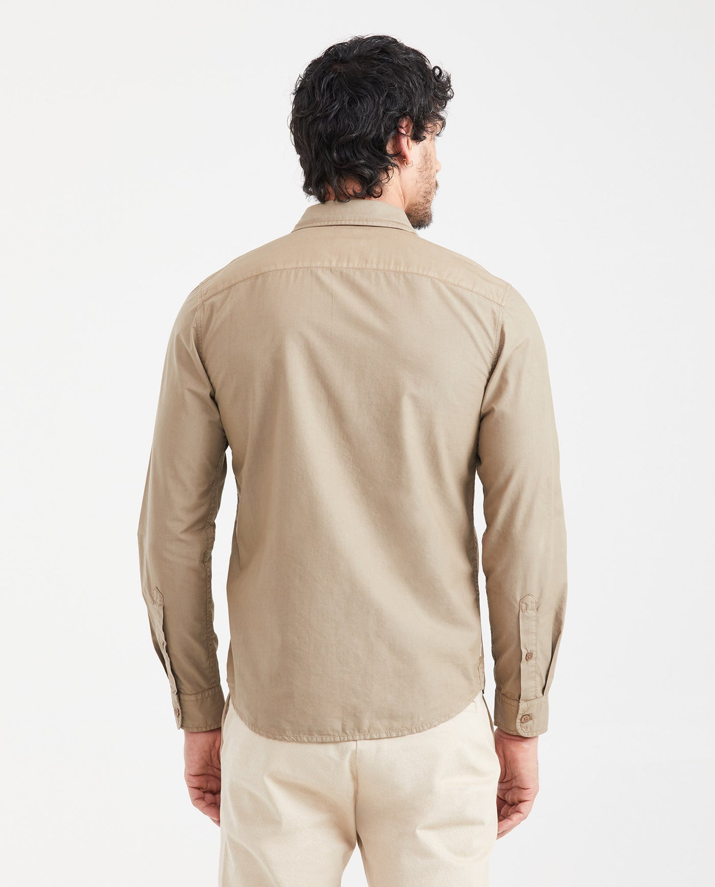 Men's Slim Fit Long Sleeve Shirt Cotton-Tencel Blend Tone-on-Tone Embroidery - 4