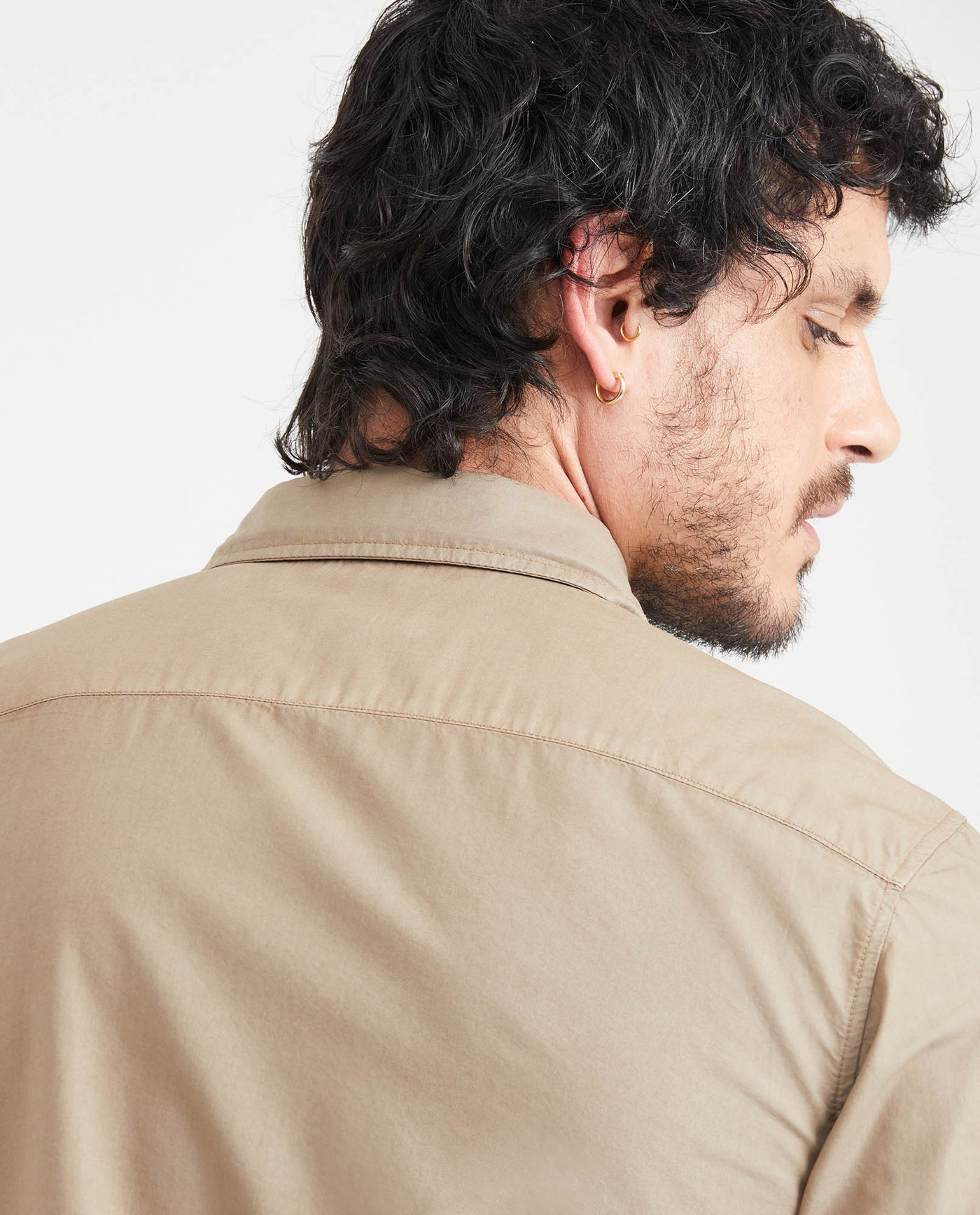 Men's Slim Fit Long Sleeve Shirt Cotton-Tencel Blend Tone-on-Tone Embroidery - 5