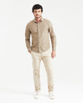Men's Slim Fit Long Sleeve Shirt Cotton-Tencel Blend Tone-on-Tone Embroidery - 7