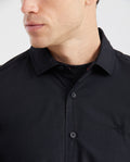 Men's Slim Fit Long Sleeve Shirt Cotton-Tencel Blend Tone-on-Tone Embroidery - 2