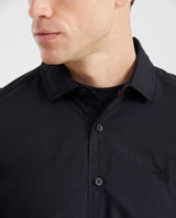 Men's Slim Fit Long Sleeve Shirt Cotton-Tencel Blend Tone-on-Tone Embroidery - 2
