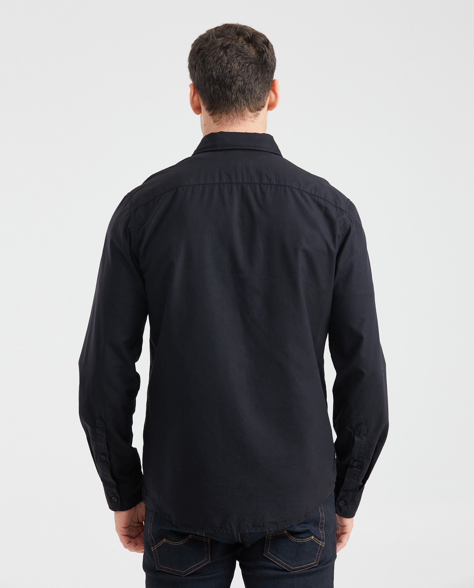 Men's Slim Fit Long Sleeve Shirt Cotton-Tencel Blend Tone-on-Tone Embroidery - 3