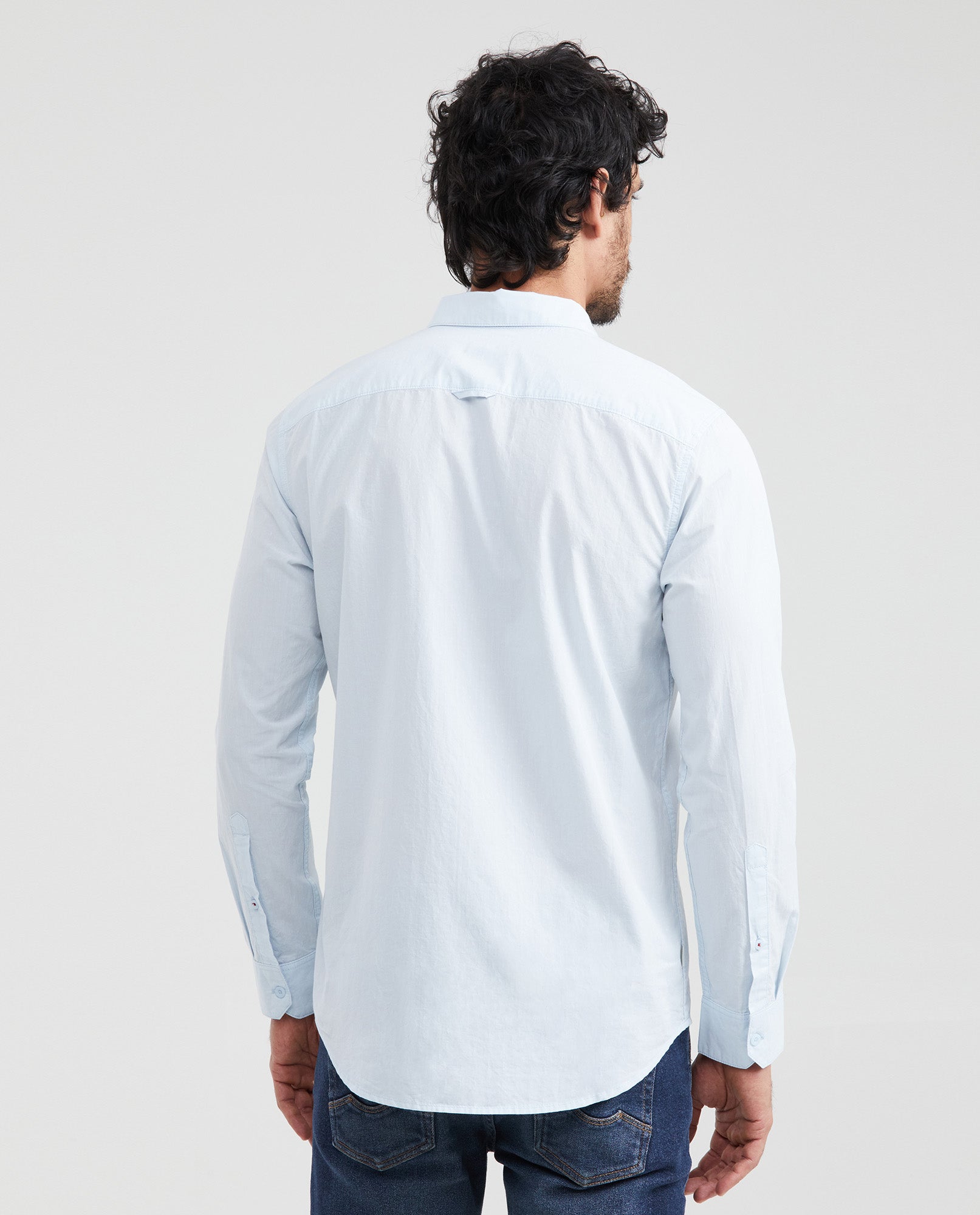 Men's Slim Fit Long Sleeve Dobby Shirt Collar Stays 100% Cotton - 3