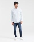 Men's Slim Fit Long Sleeve Dobby Shirt Collar Stays 100% Cotton - 5