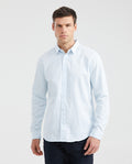 Men's Slim Fit Long Sleeve Shirt Tone-on-Tone Duck Shaped Side Vents 100% Cotton - 1