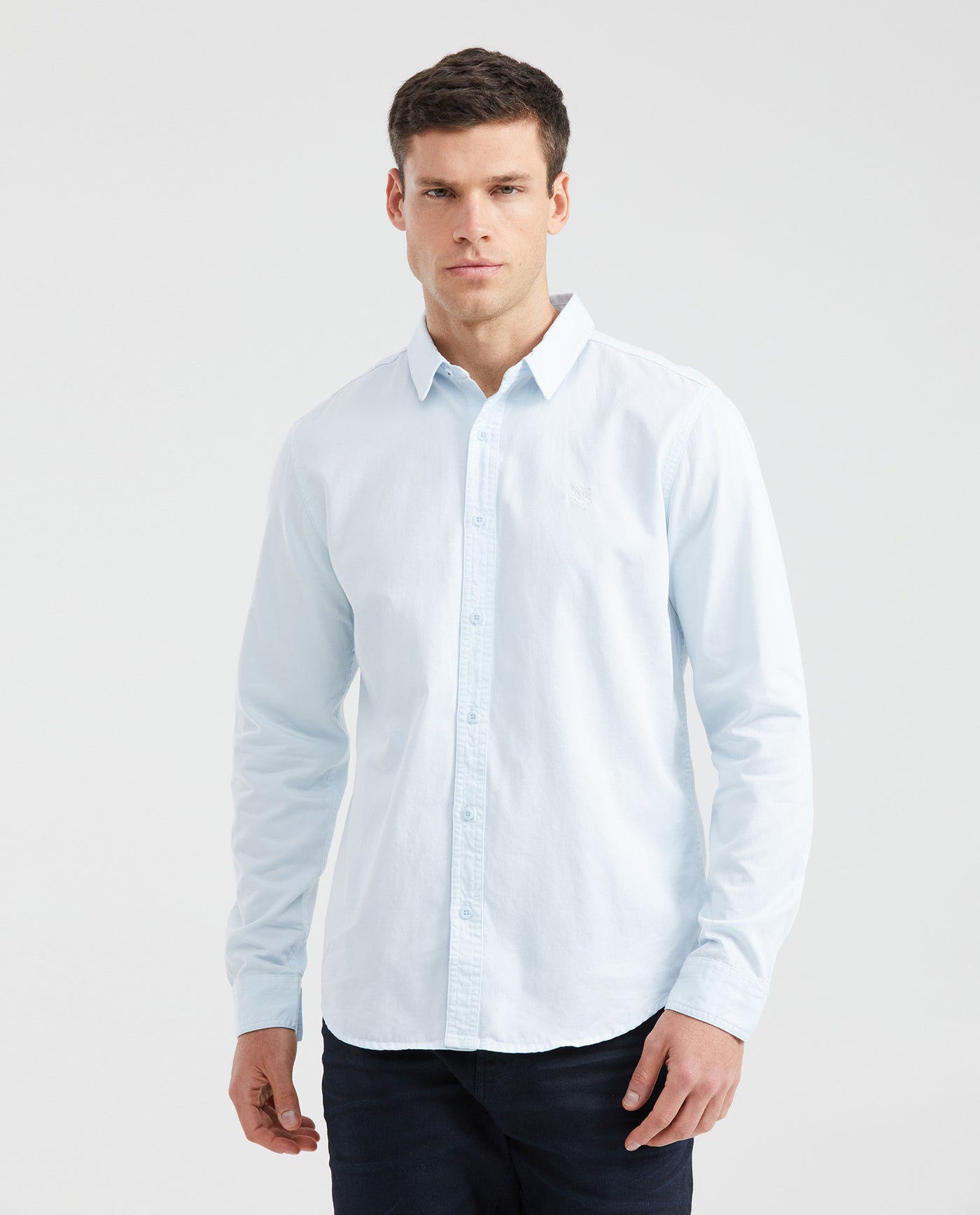 Men's Slim Fit Long Sleeve Shirt Tone-on-Tone Duck Shaped Side Vents 100% Cotton - 1